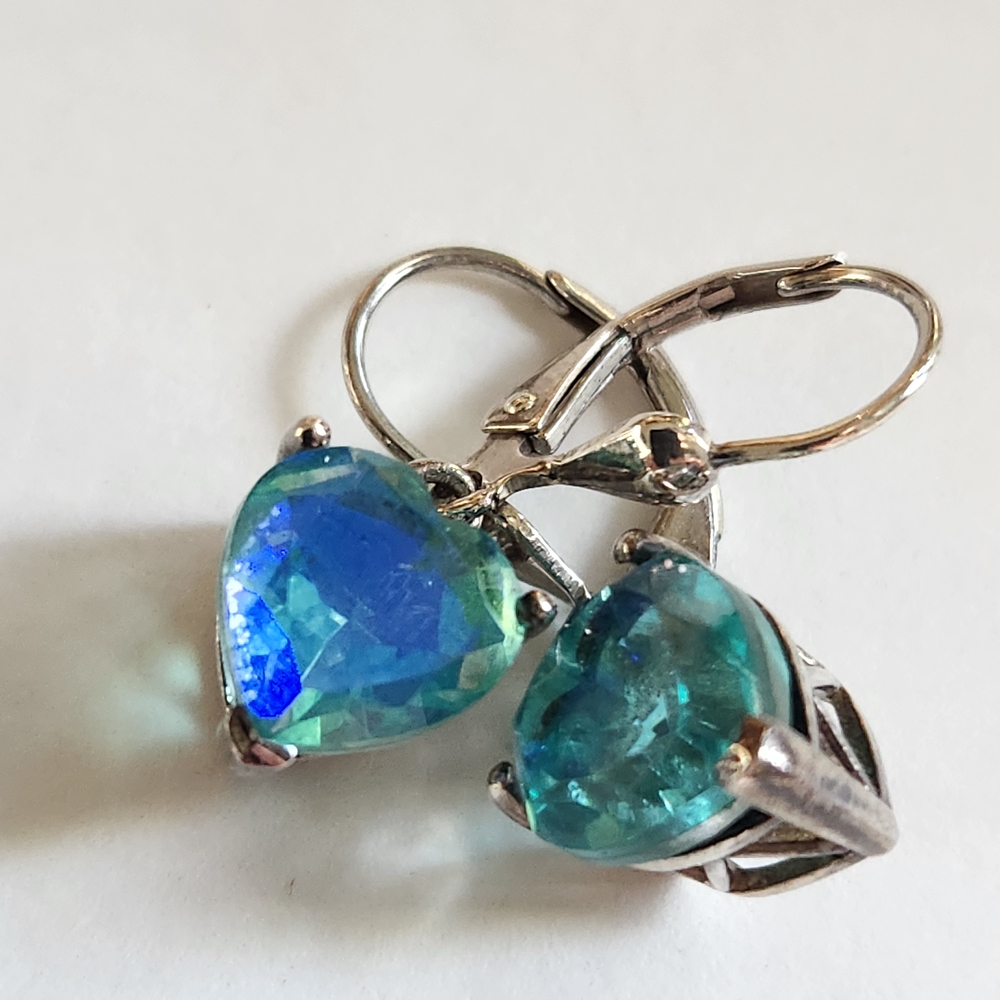 Peacock Quartz Triplet. Earrings